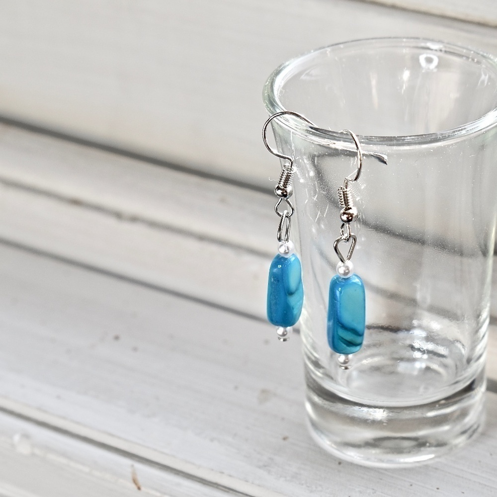 Cyan Beaded Earrings